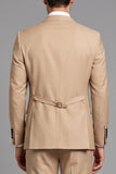 Peak Lapel Khaki 3 Piece Single Breasted Men's Prom Suits