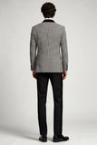 2 Piece Grey Houndstooth Shawl Lapel Single Breasted Men's Prom Suits
