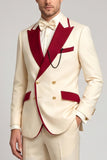 Ivory Peak Lapel Double Breasted 2 Piece Men's Prom Suits