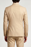 Khaki Mandarin Collar 2 Piece Double Breasted Men's Prom Suits