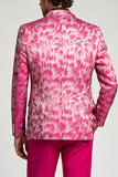 2 Piece Fuchsia Single Breasted Notch Lapel Printed Men's Prom Suits