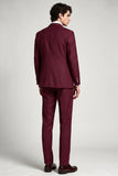 Burgundy Peak Lapel 2 Piece Double Breasted Men's Prom Suits
