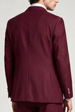 Burgundy Peak Lapel 2 Piece Double Breasted Men's Prom Suits