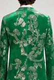 2 Piece Sequins Floral Peak Lapel Green Men's Prom Suits