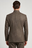 Brown Stand Collar Slim Fit Men's Prom Blazer