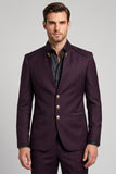 Claret Stand Collar Single Breasted Men's Prom Blazer