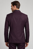 Claret Stand Collar Single Breasted Men's Prom Blazer