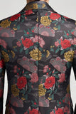 Black and Red Flower Notch Lapel Single Breasted Men's Prom Blazer