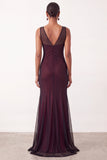 Black Red Mermaid V-Neck Sleeveless Long Formal Dress