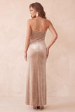 Olive Sheath Velvet Strapless Long Holiday Party Dress