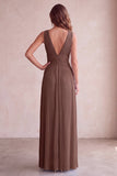 Black V-Neck A-Line Pleated Long Wedding Guest Dress