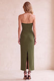 Black V-Neck Sheath Strapless Mesh Midi Wedding Guest Dress with Pockets