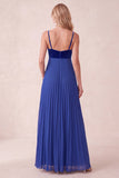 Coffee A-Line Pleated Sweetheart Maxi Dress with Pockets