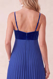 Coffee A-Line Pleated Sweetheart Maxi Dress with Pockets