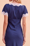 Blush Sheath V-Neck Flutter Sleeves  Lace Midi Holiday Party Dress