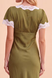 Blush Sheath V-Neck Flutter Sleeves  Lace Midi Holiday Party Dress