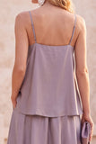 Fog Satin Tiered Spaghetti Straps Maxi Wedding Guest Dress with Pockets