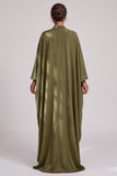 Olive Sheath High Neck Chiffon Rhinestones Long Mother of the Bride Dress