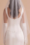 White Bateau Neck Mermaid Satin Long Wedding Dress