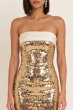 Sparkly Gold Bodycon Sequins Strapless Short Cocktail Dress