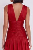 Red V-Neck Bodycon A-Line Ruched Short Cocktail Dress