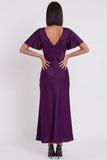 Black Mermaid Satin V-Neck Flutter Sleeves Midi Cocktail Dress