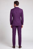 Shawl Lapel Purple Double Breasted 2 Piece Men's Prom Suits