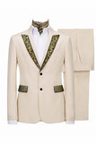 Apricot Single Breasted Peak Lapel 2 Piece Men's Prom Suits