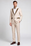 Apricot Single Breasted Peak Lapel 2 Piece Men's Prom Suits