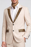 Apricot Single Breasted Peak Lapel 2 Piece Men's Prom Suits