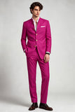 Single Breasted Stand Collar Fuchsia 2 Piece Men's Prom Suits