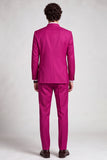 Single Breasted Stand Collar Fuchsia 2 Piece Men's Prom Suits