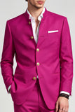 Single Breasted Stand Collar Fuchsia 2 Piece Men's Prom Suits
