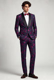 2 Piece One Button Shawl Lapel Ink Blueburry Men's Prom Suits