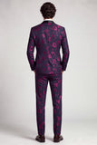 2 Piece One Button Shawl Lapel Ink Blueburry Men's Prom Suits