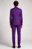 Double Breasted Stand Collar Purple 2 Piece Men's Prom Suits