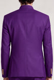 Double Breasted Stand Collar Purple 2 Piece Men's Prom Suits