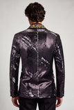 Peak Lapel Black One Button Sequins Men's Prom Blazer
