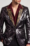 Peak Lapel Black One Button Sequins Men's Prom Blazer