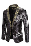 Peak Lapel Black One Button Sequins Men's Prom Blazer