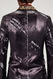 Peak Lapel Black One Button Sequins Men's Prom Blazer