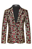 One Button Burgundy Notch Lapel Men's Prom Blazer