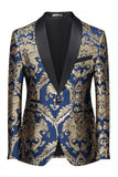 One Button Navy Shawl Lapel Men's Prom Blazer