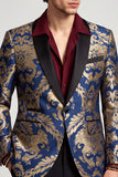 One Button Navy Shawl Lapel Men's Prom Blazer
