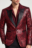 Burgundy Peak Lapel One Button Men's Prom Blazer