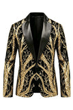 Sparkly Golden One Button Peak Lapel Men's Prom Suit with Sequins
