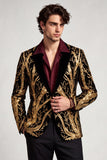 Sparkly Golden One Button Peak Lapel Men's Prom Suit with Sequins