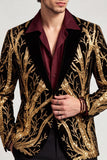Sparkly Golden One Button Peak Lapel Men's Prom Suit with Sequins