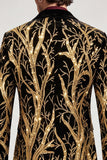 Sparkly Golden One Button Peak Lapel Men's Prom Suit with Sequins