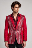 Notched Lapel Red One Button Sequins Men's Prom Blazer
